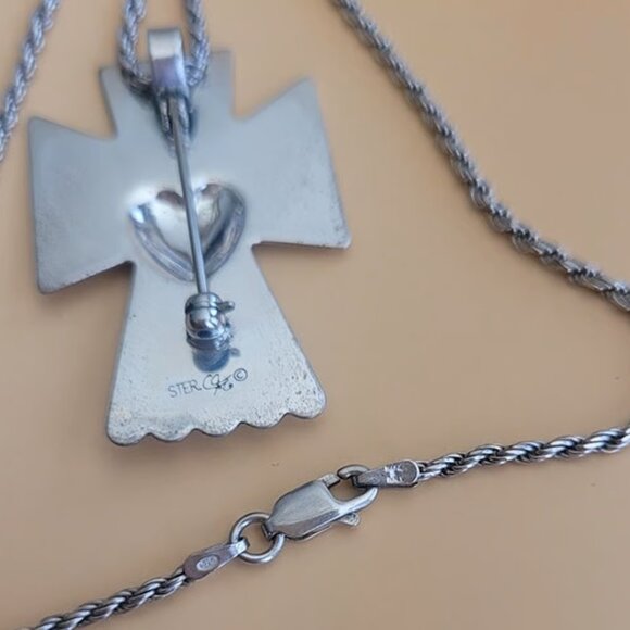 Authentic Guardian Angel Brooch Necklace Pendant Carolyn Pollack Relios S Silver - Picture 8 of 9